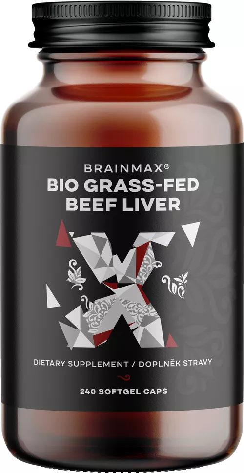 BrainMax Grass-Fed Beef liver, hovädzia pečeň, BIO, 240 kapsúl