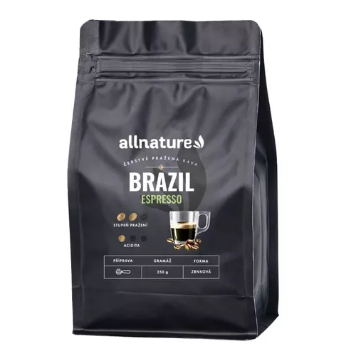 Allnature Brazil espresso pražená káva 250g