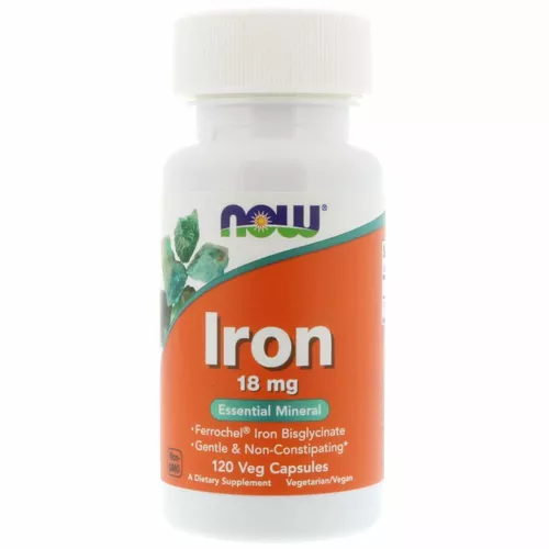 Now Foods Iron (železo chelát) 18mg 120 kapsúl